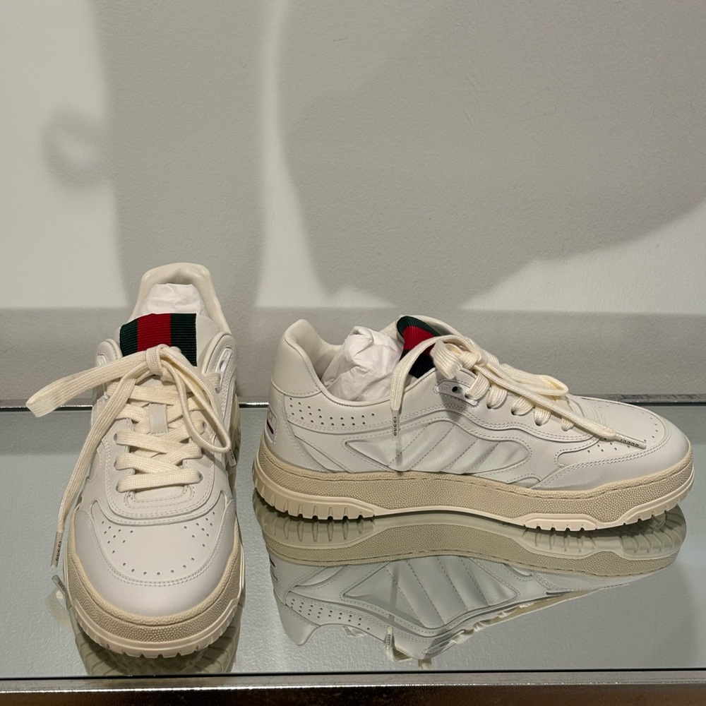NWT Gucci Re-Web Low Top Leather Sneakers